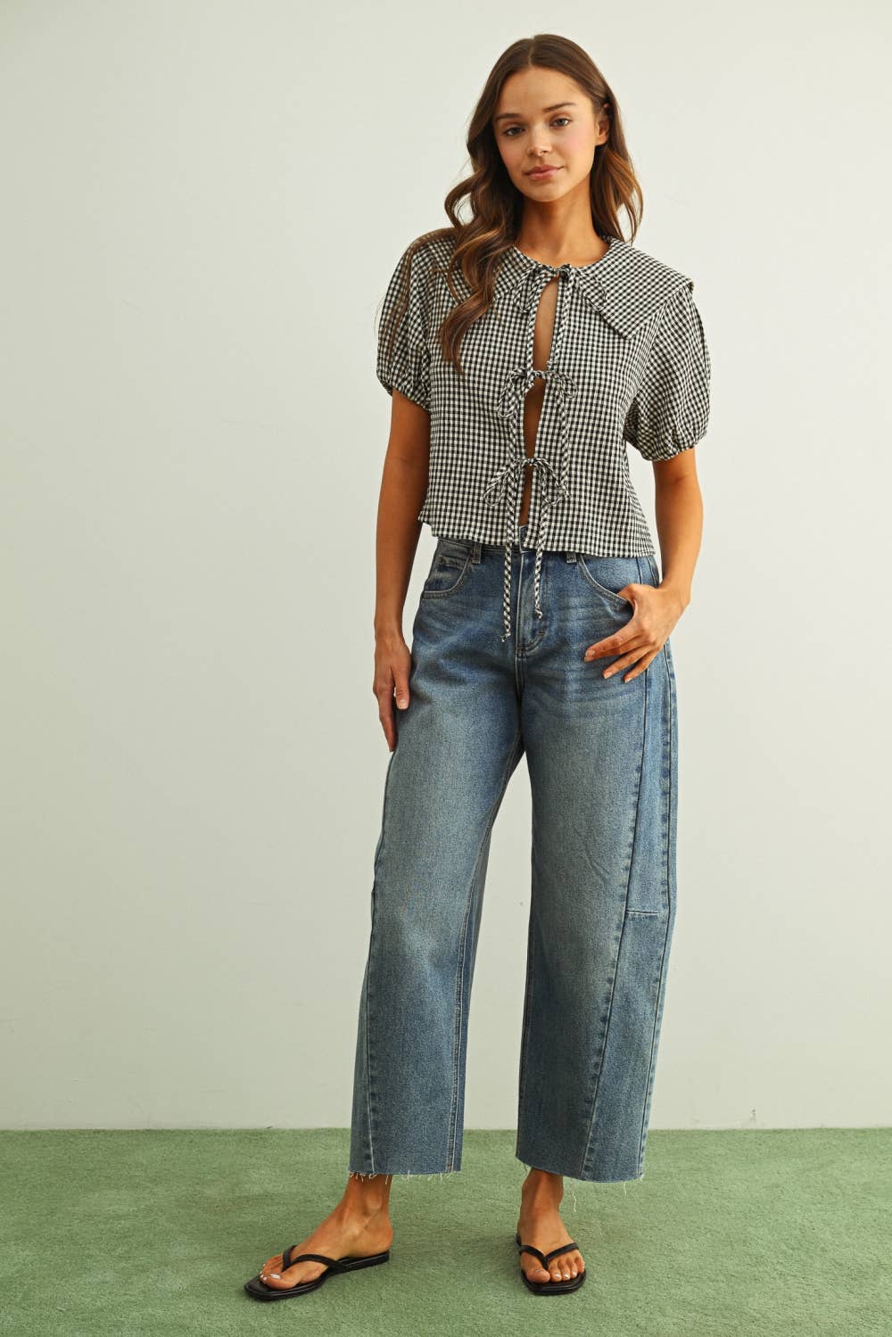 Denim Medium Wash Barrel Pant