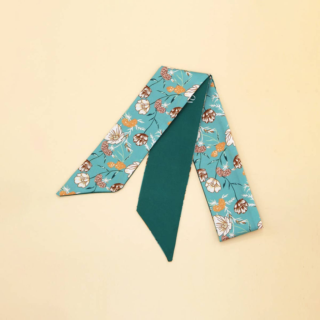 Coffee Chic Floral Letter Twilly Scarf