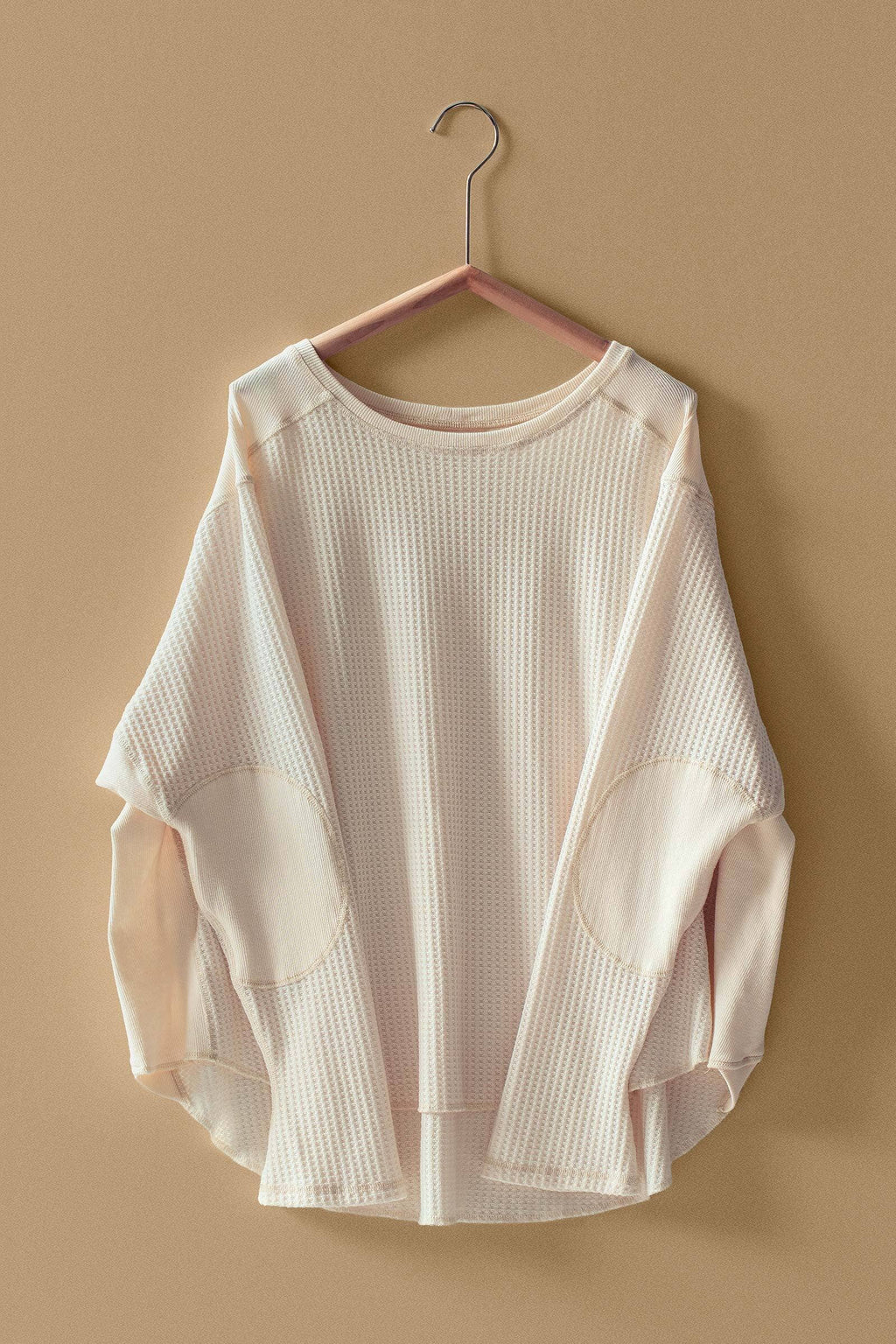 Ivory Oversized Waffle Knit High-Low Tunic Top