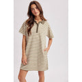 Olive & Cream Striped T-Shirt Mini Dress