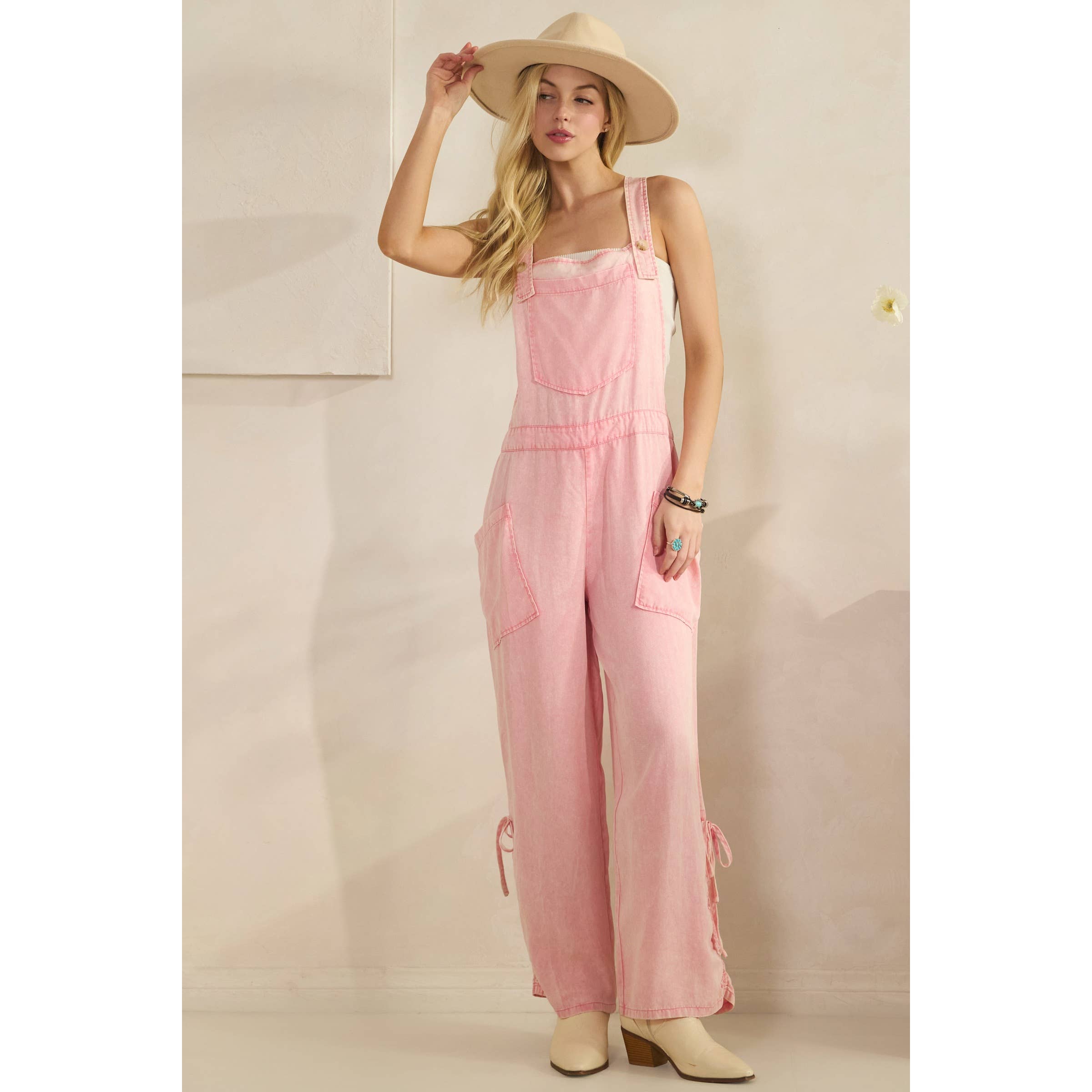 Pink Wide Leg Overalls