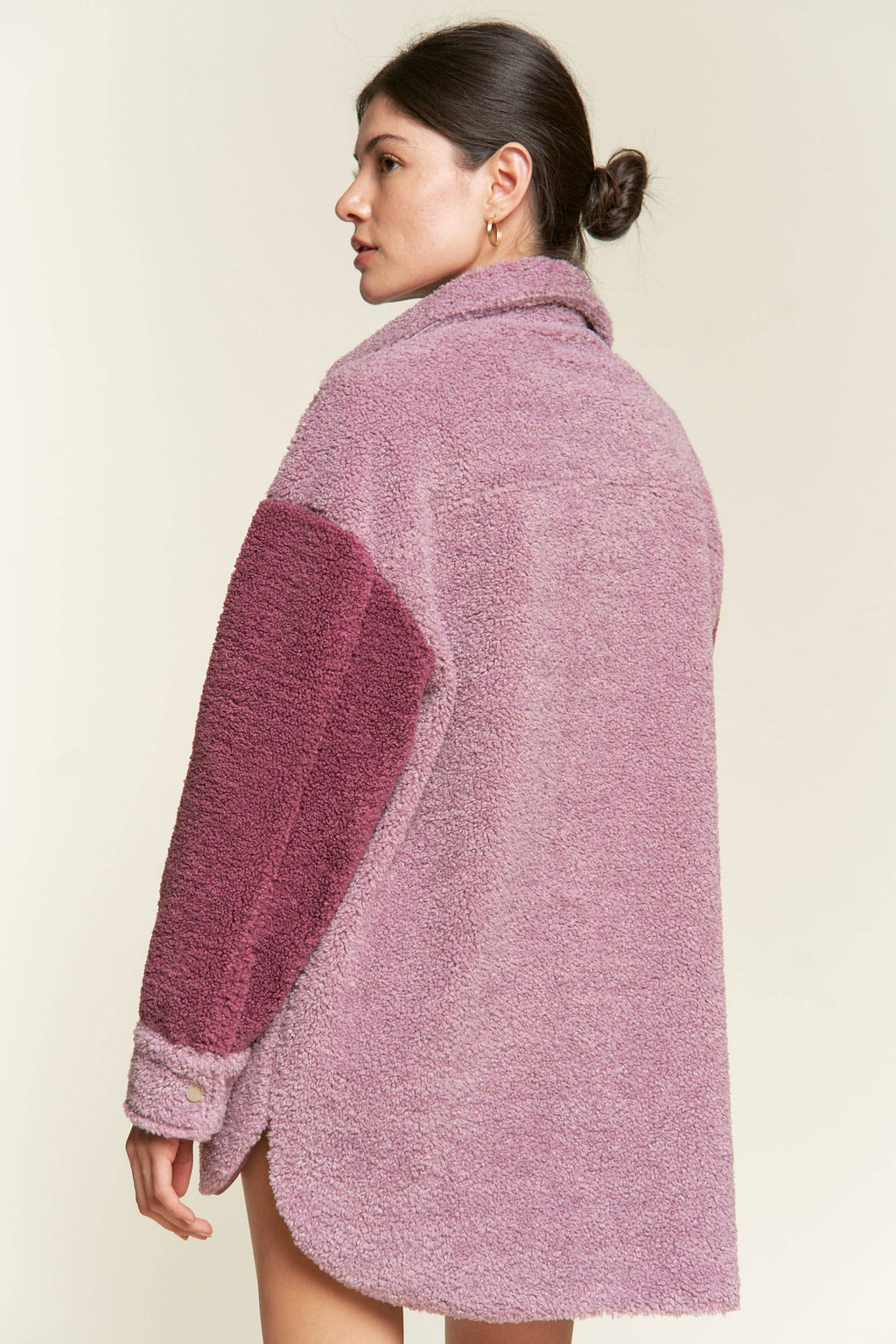 Plus Berry Colorblock Sherpa Jacket