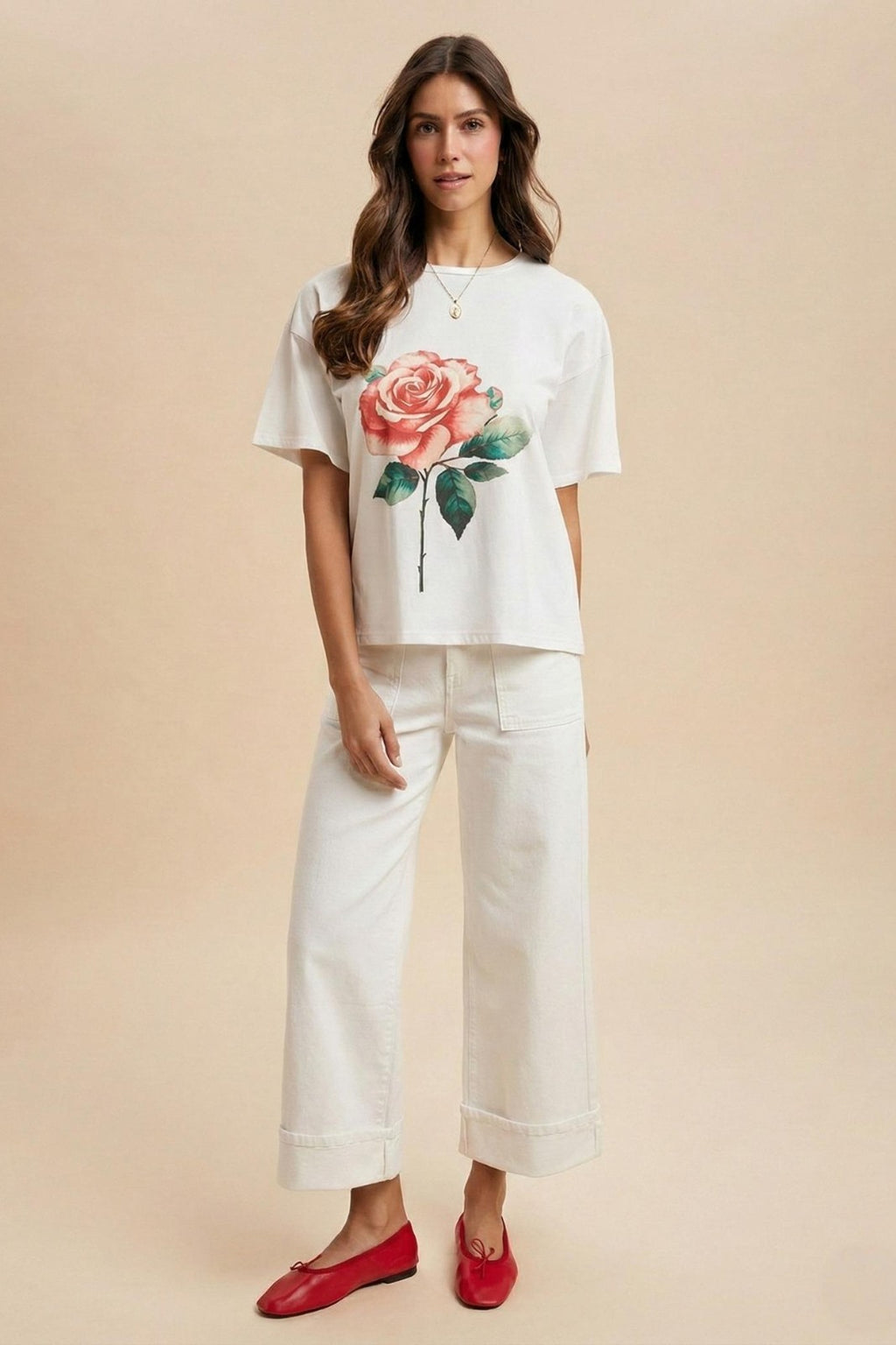 White Wide Leg Cuff Jean