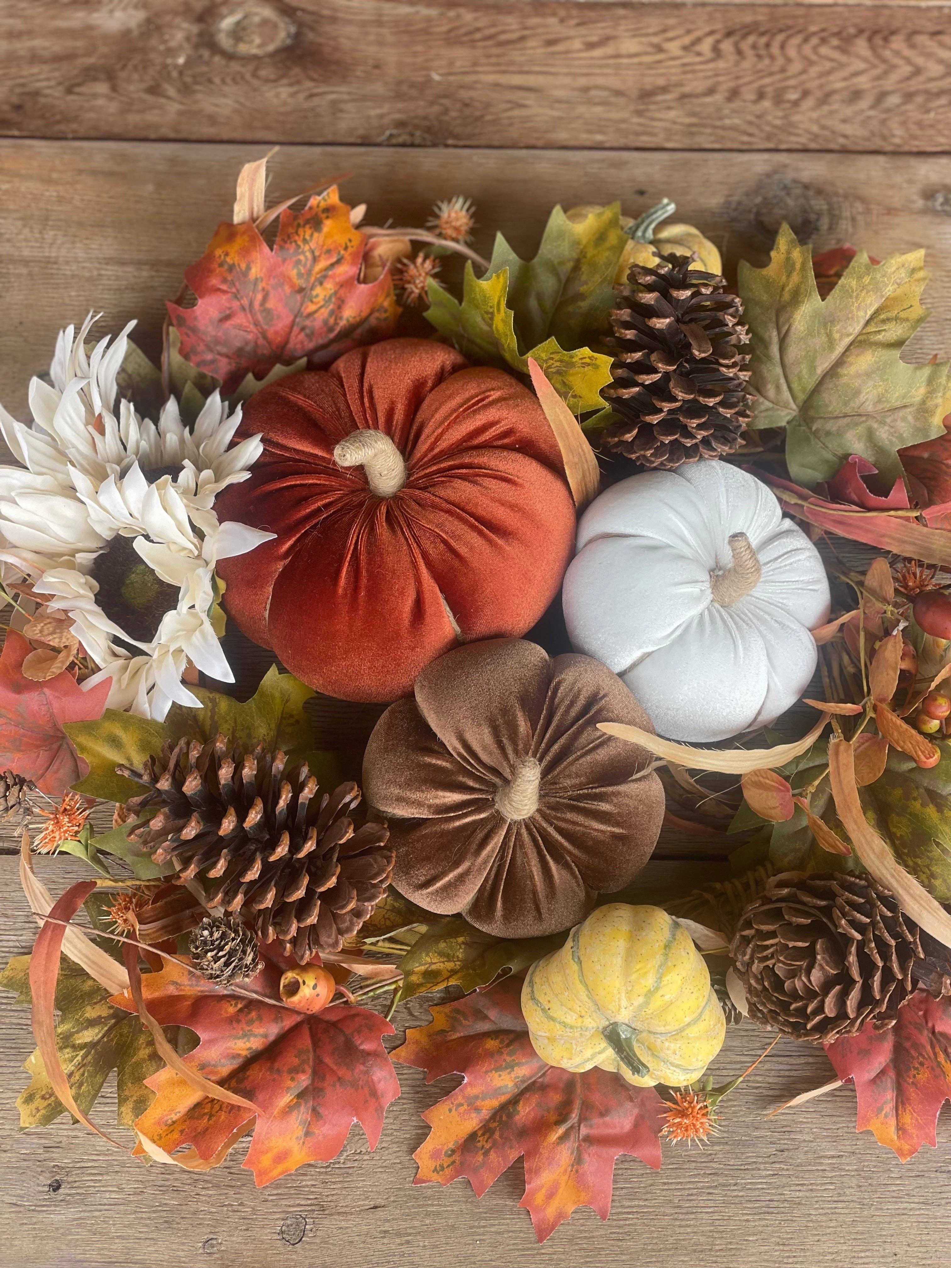 Small Pecan Velvet Fall Pumpkin