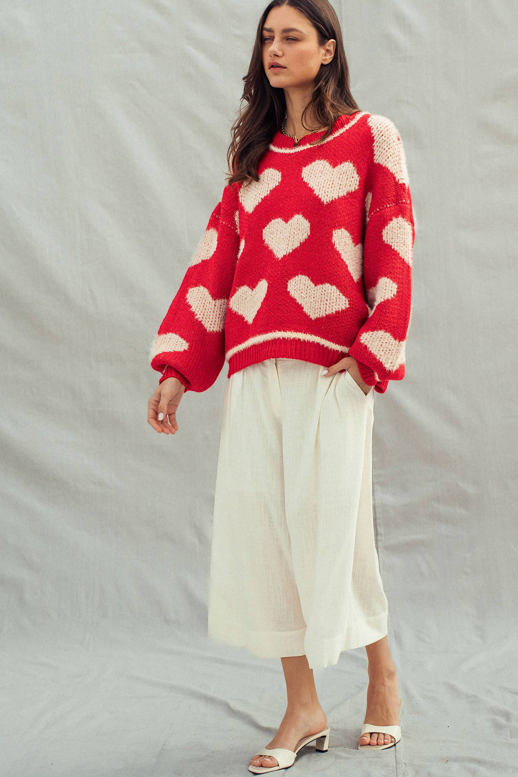 Red Oversized Heart Sweater