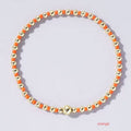 Orange Boho Ball Beaded Bracelet