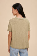 Button Front Lace Trim Top
