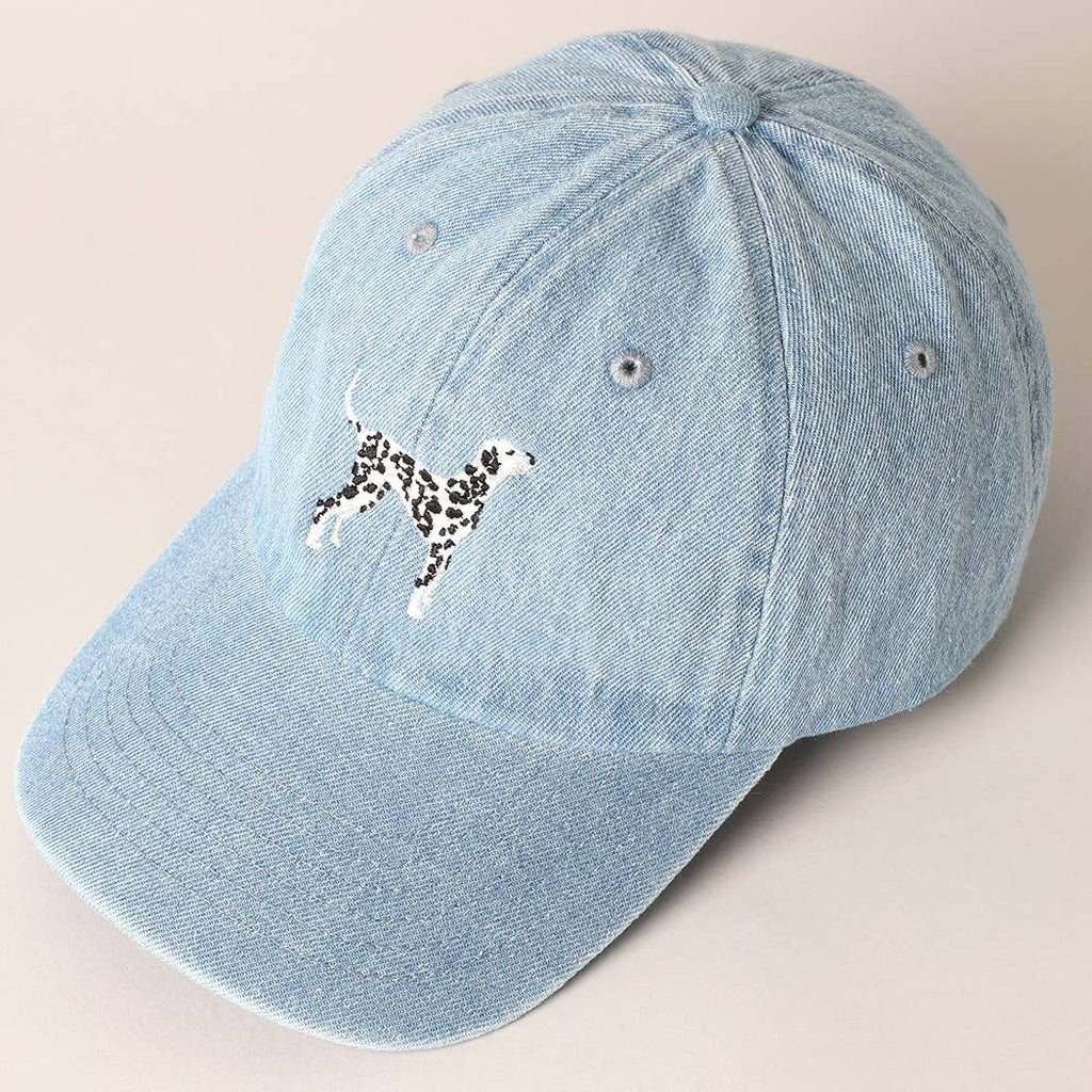 Denim Dalmatian Dog Embroidered Baseball Cap