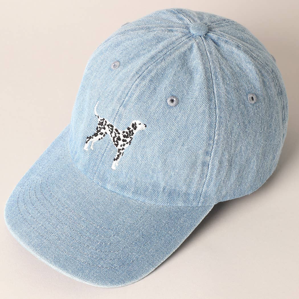 Denim Dalmatian Dog Embroidered Baseball Cap
