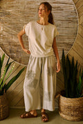 Cream Mineral Wash Barrel Pants
