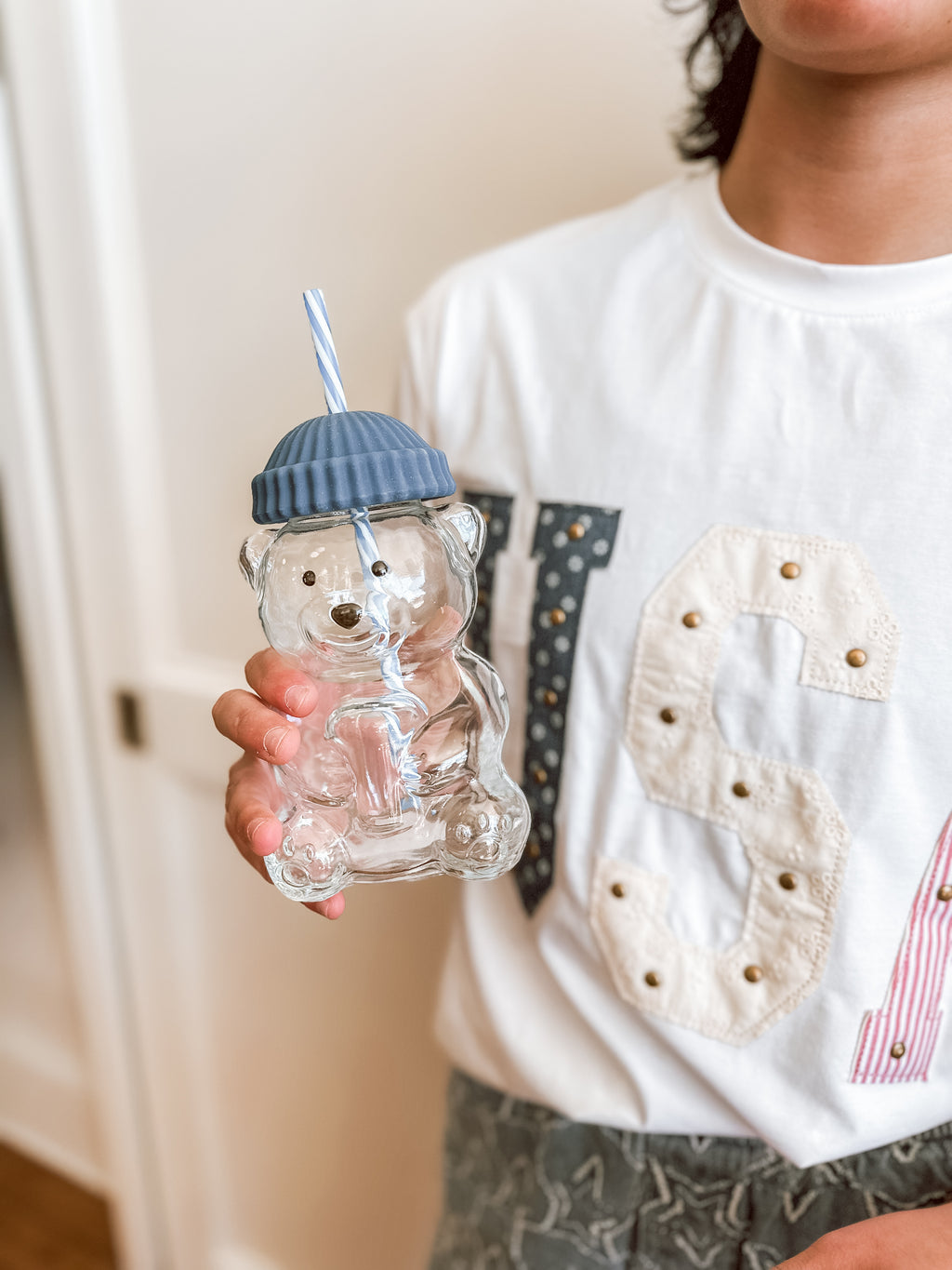 Blue Cute Bear Shaped Glass
