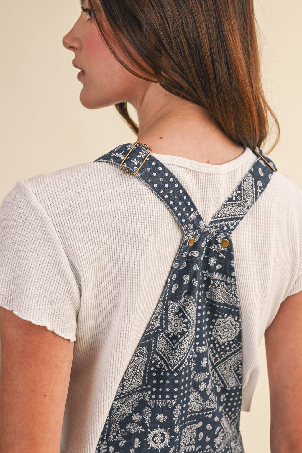 Blue & Navy Bandana Print Overalls