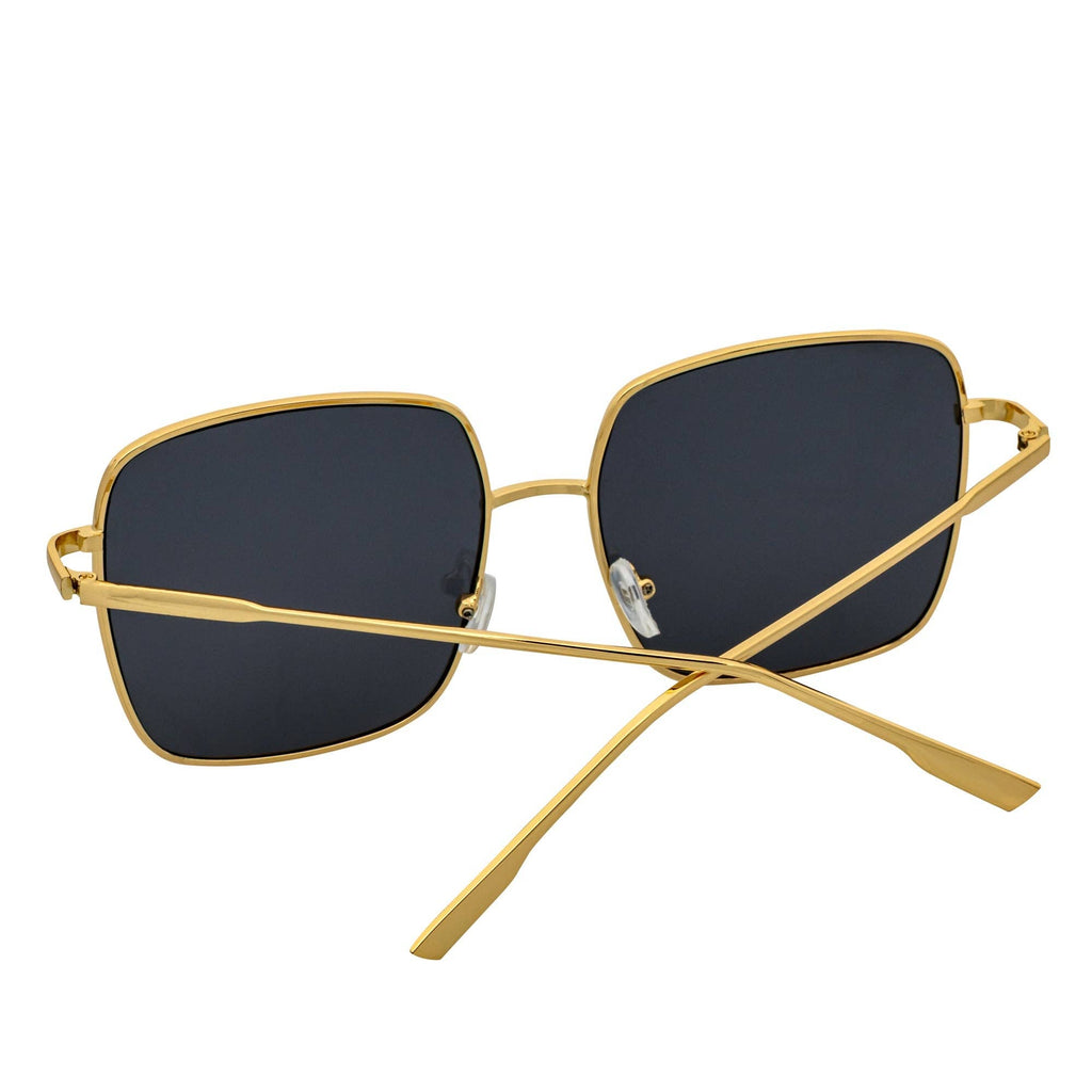 Smoke Oversize Metal Square Gold Sunglasses