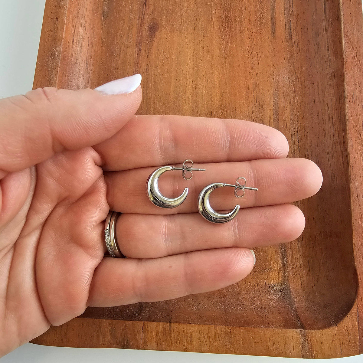Silver Mini Luxe Selena Hoops