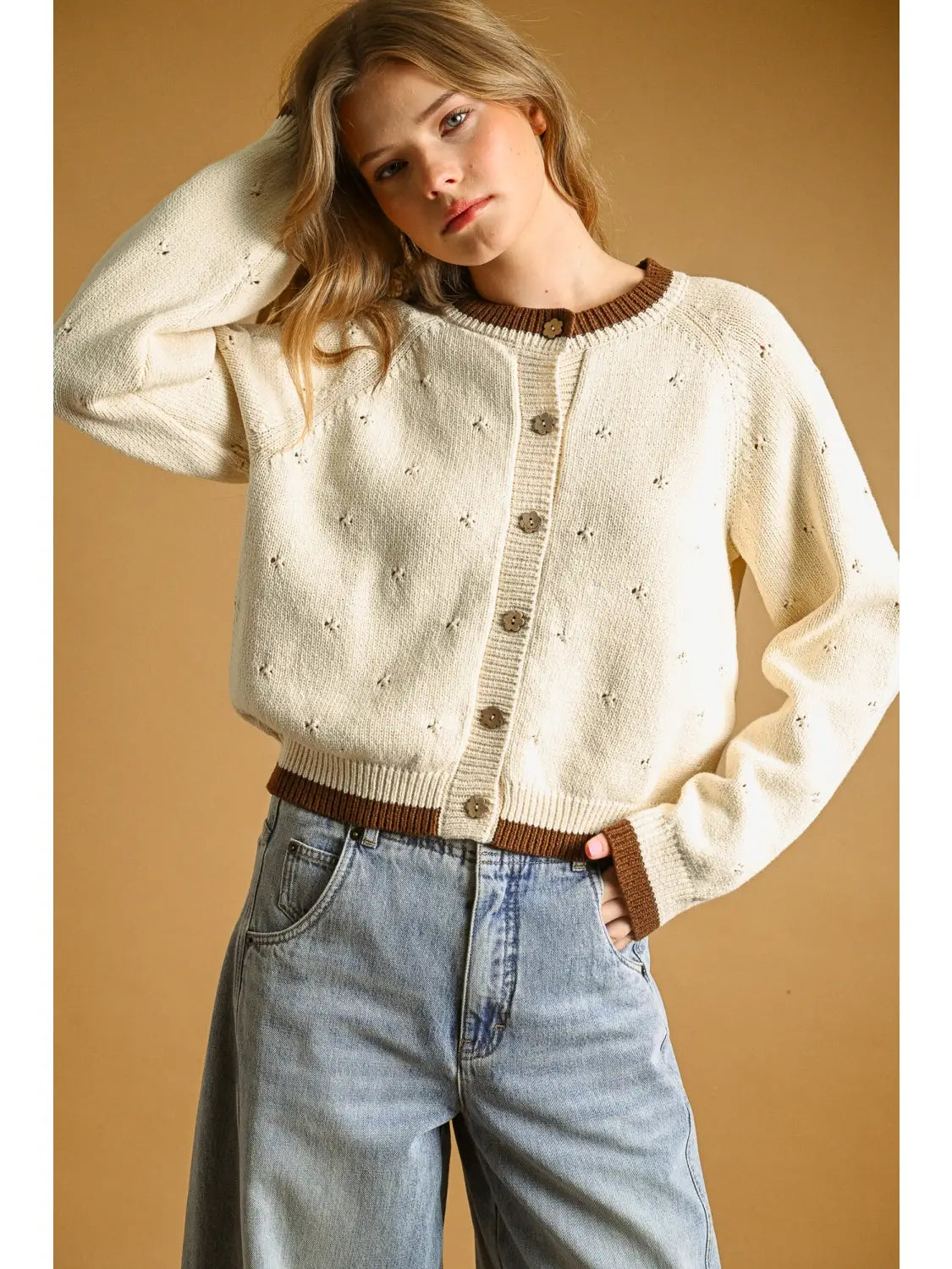 Ivory & Mocha Knit Cardigan