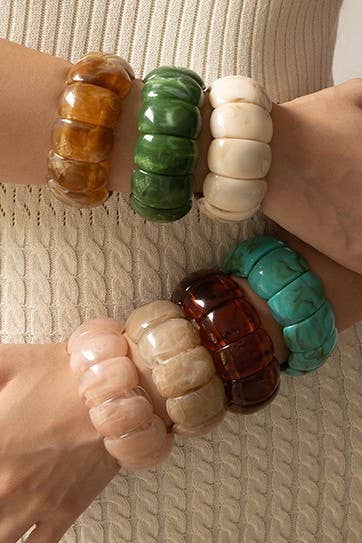 Tort Color-Block Acrylic Stretch Cord Bracelet