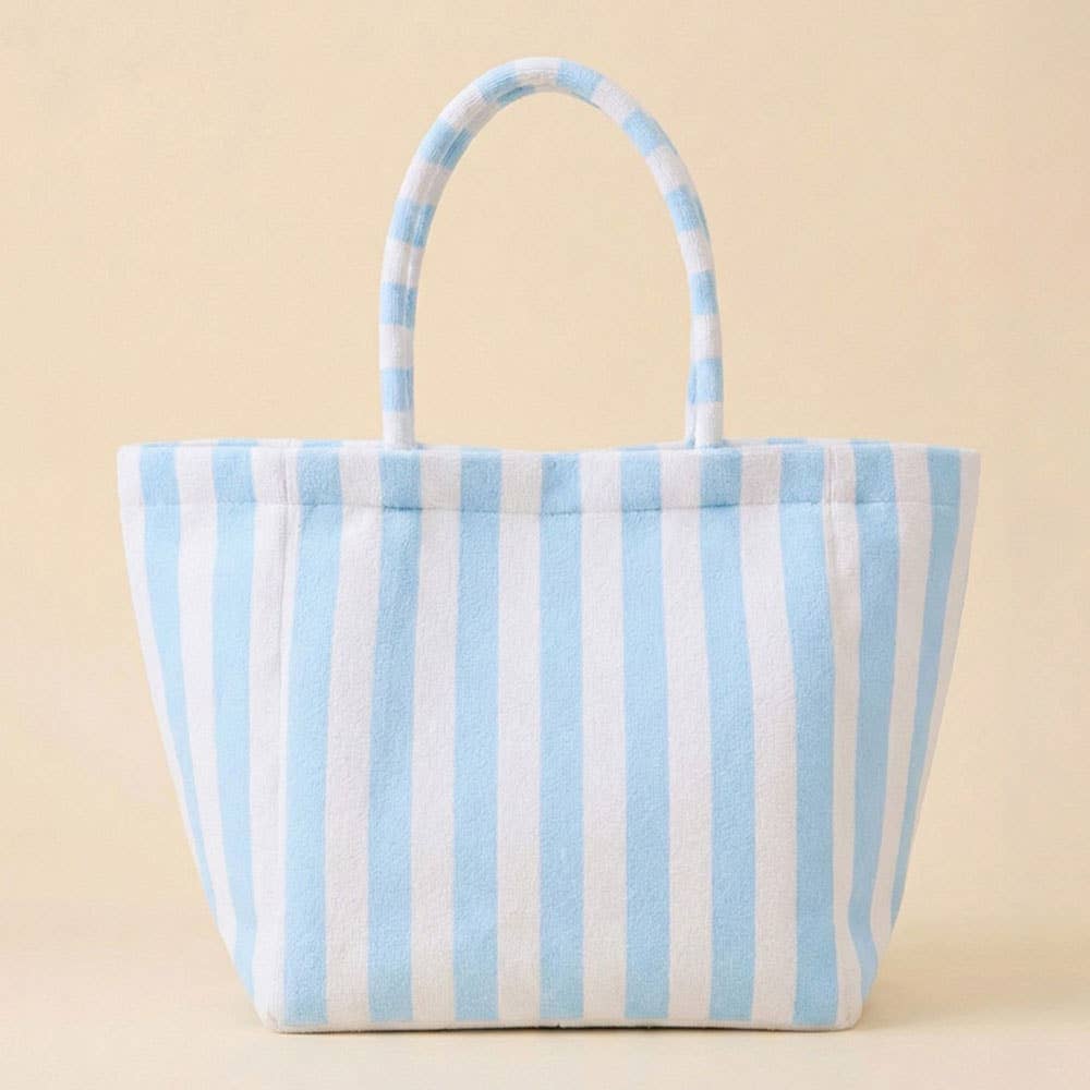 Blue Striped Terry Tote Bag