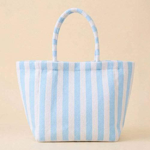 Blue Striped Terry Tote Bag