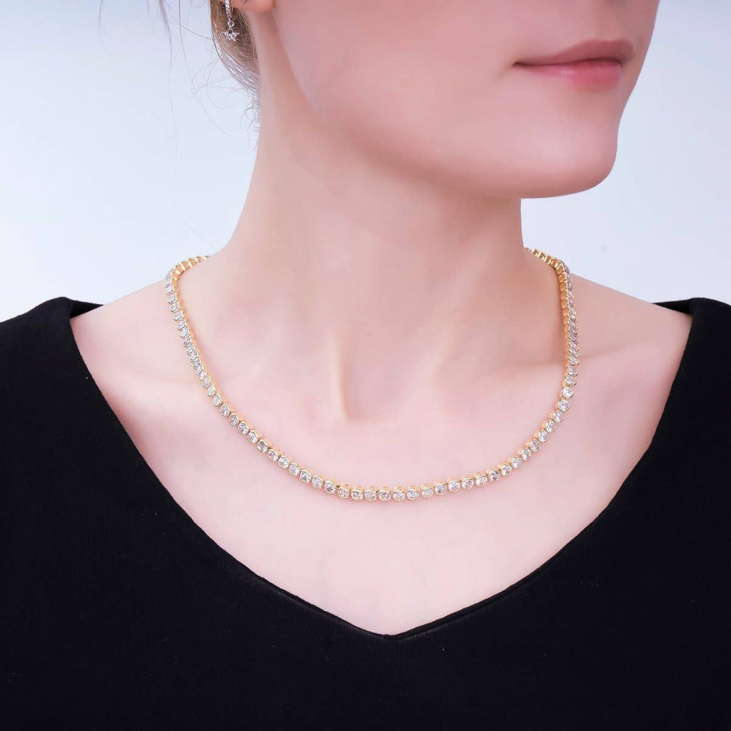 Clear CZ Bezel Tennis Necklace