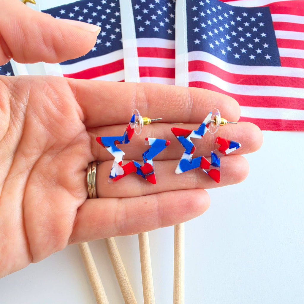 Red, White & Blue Mini Star Hoops