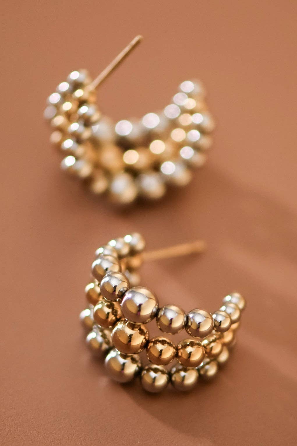 Gold Two Tone Stainless Steel Hoop Earrings