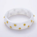 White Dotted Acrylic Bangle Bracelet
