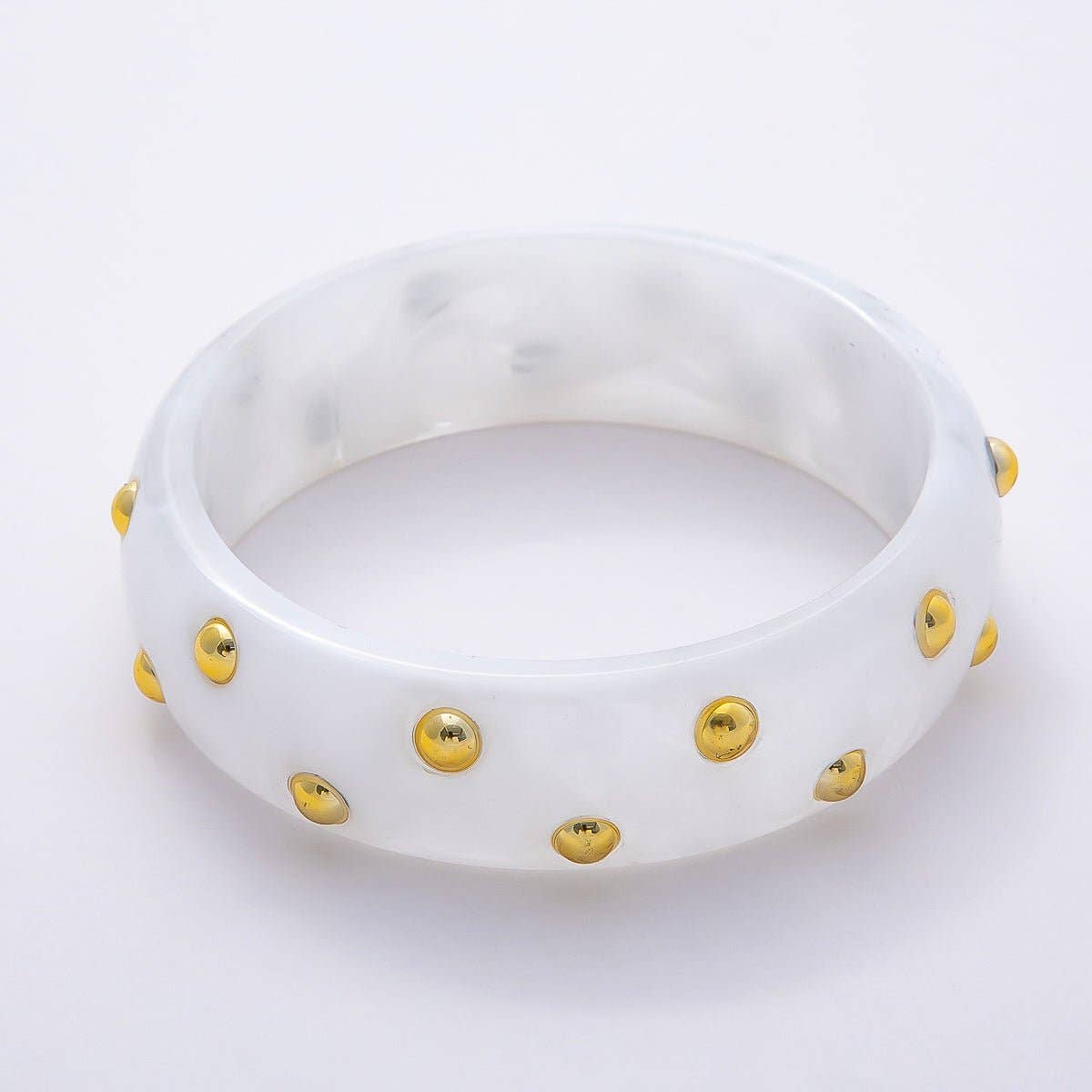 White Dotted Acrylic Bangle Bracelet