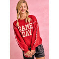 Red Gameday Contrast Stitch Sweater