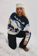 Navy Ski Village Graphic Sweater