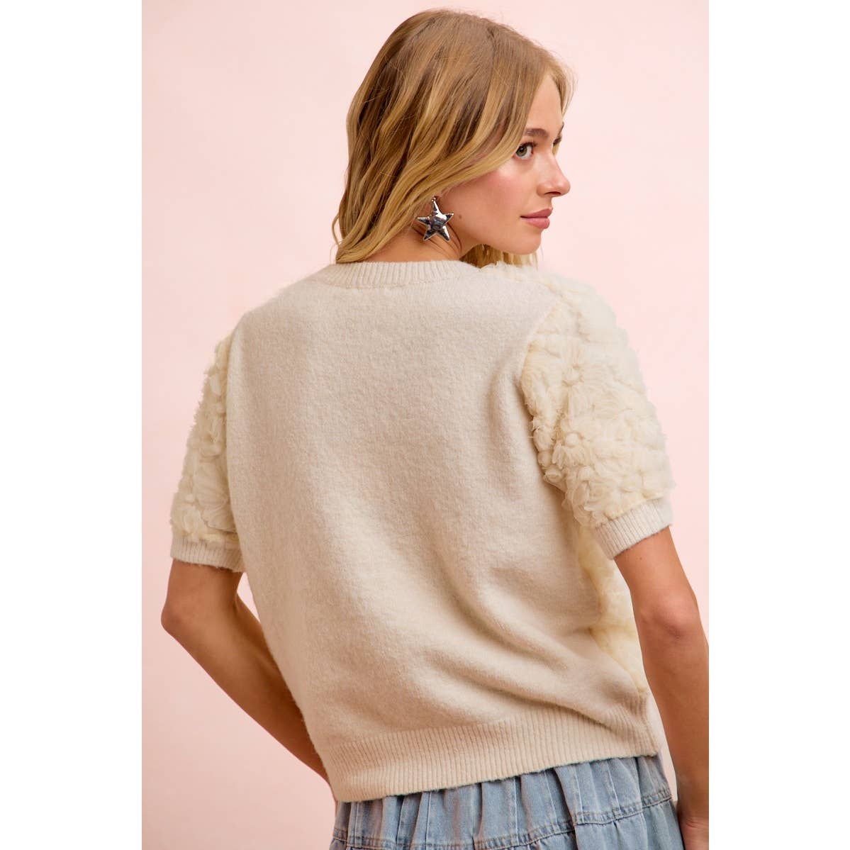 Ivory 3D Flower Lace Top