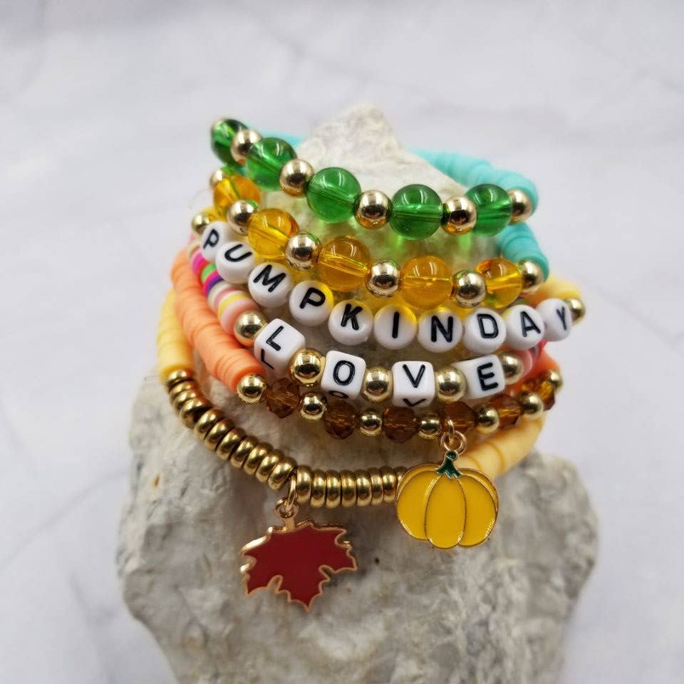 Pumpkin Love Heishi Bead Bracelet