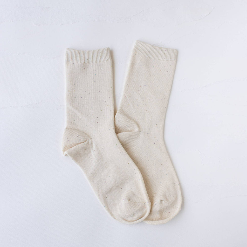 Cream Women's Holiday Glitter Socks