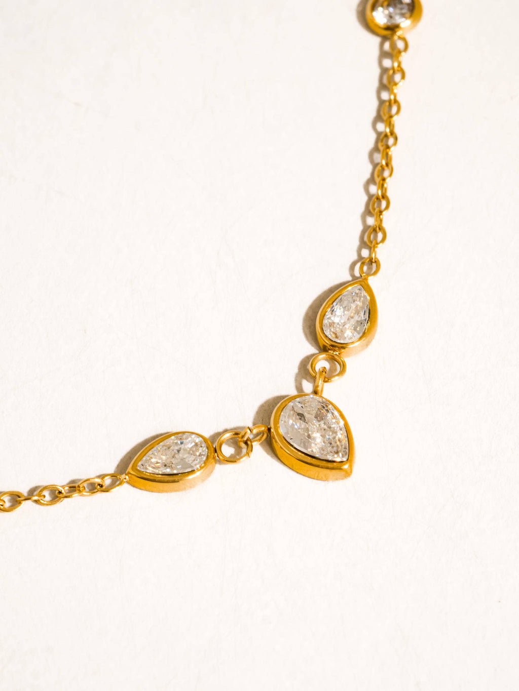 Yellow Gold Elarae 18K Gold Non-Tarnish CZ Teardrop Layered Necklace