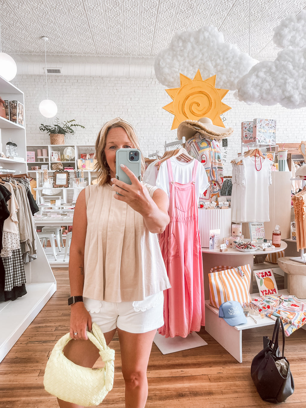 Sand Pleated Knit Tank Top