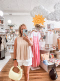 Sand Pleated Knit Tank Top