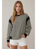 Black Striped Long Sleeve Sweatshirt