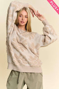 Plus Beige Textured Floral Sweater