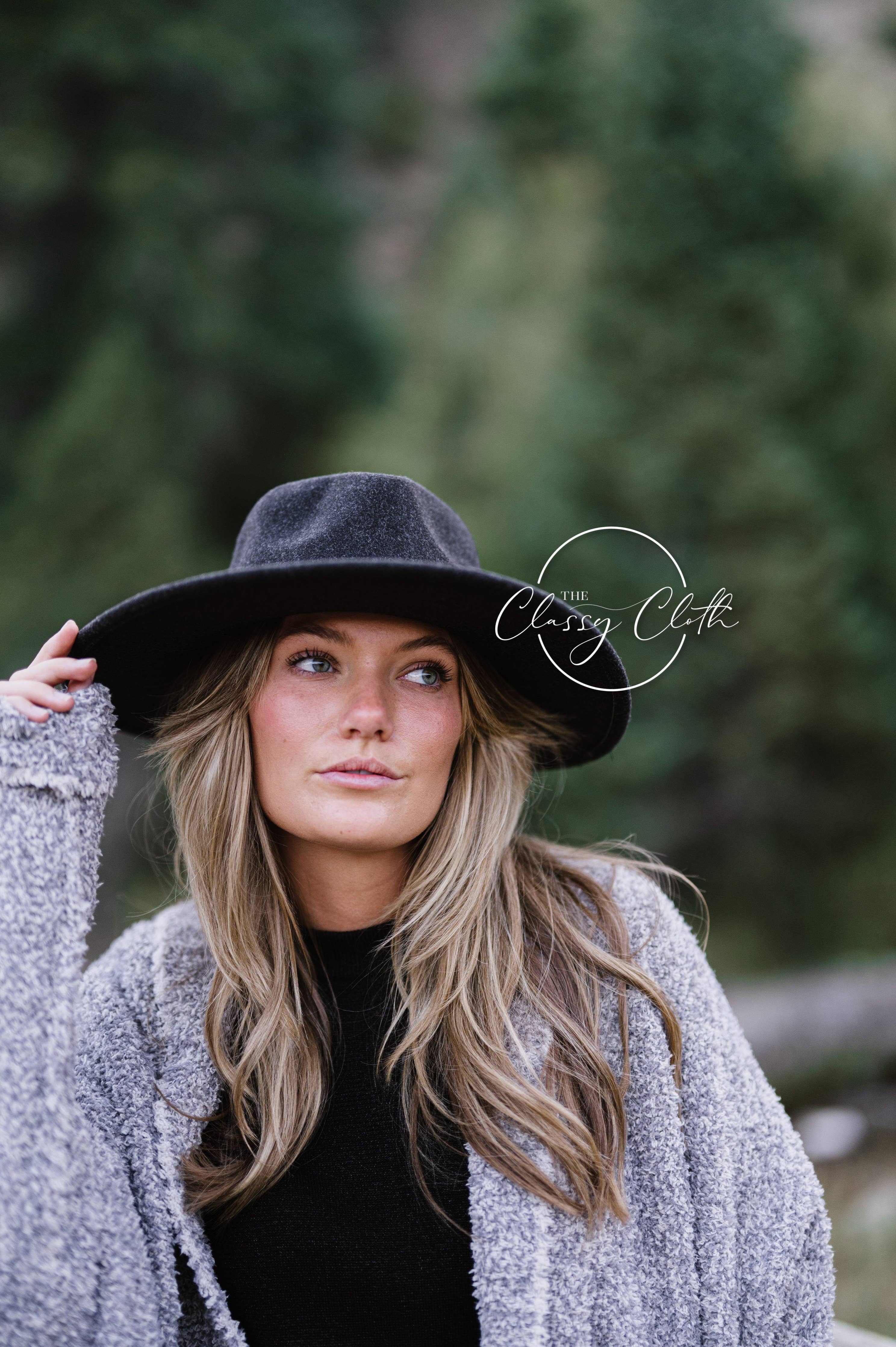 Black Wool Blend Wide Brim Western Hat