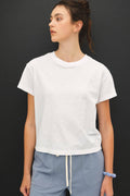 Off White Half Sleeve Crop Top