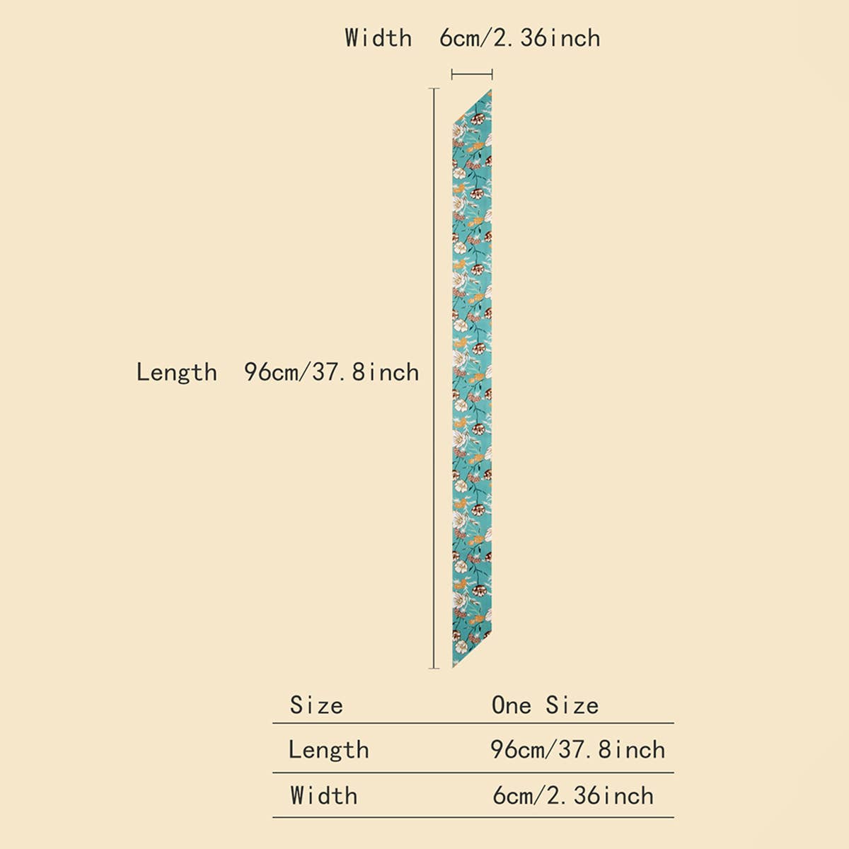 Coffee Chic Floral Letter Twilly Scarf