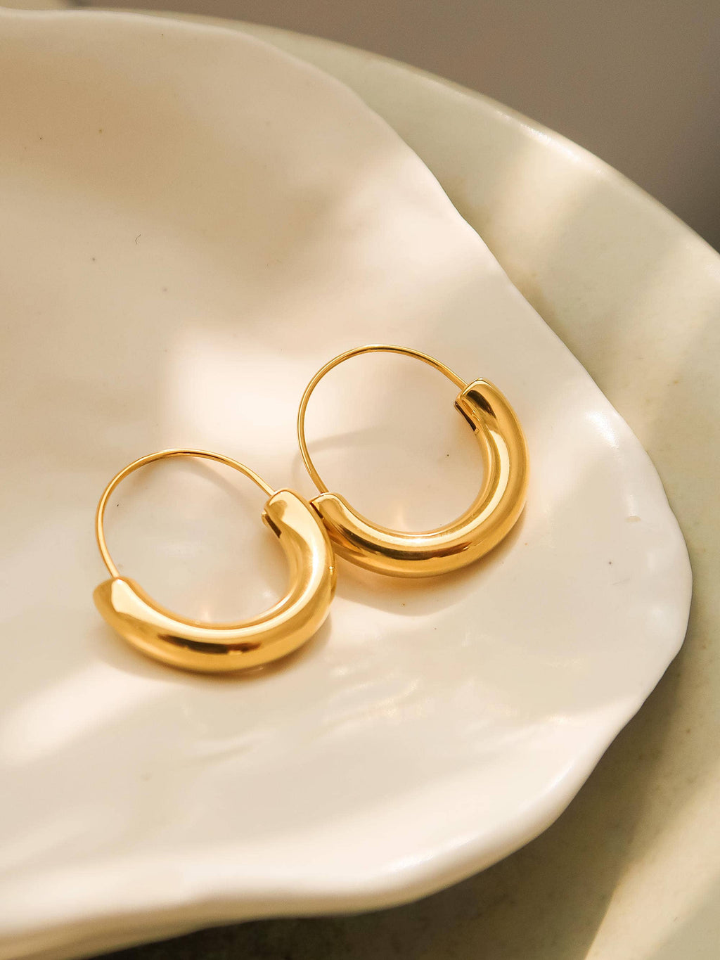 Yellow Gold Mackenzie 18K Non-Tarnish U-Shape Hoop Earring