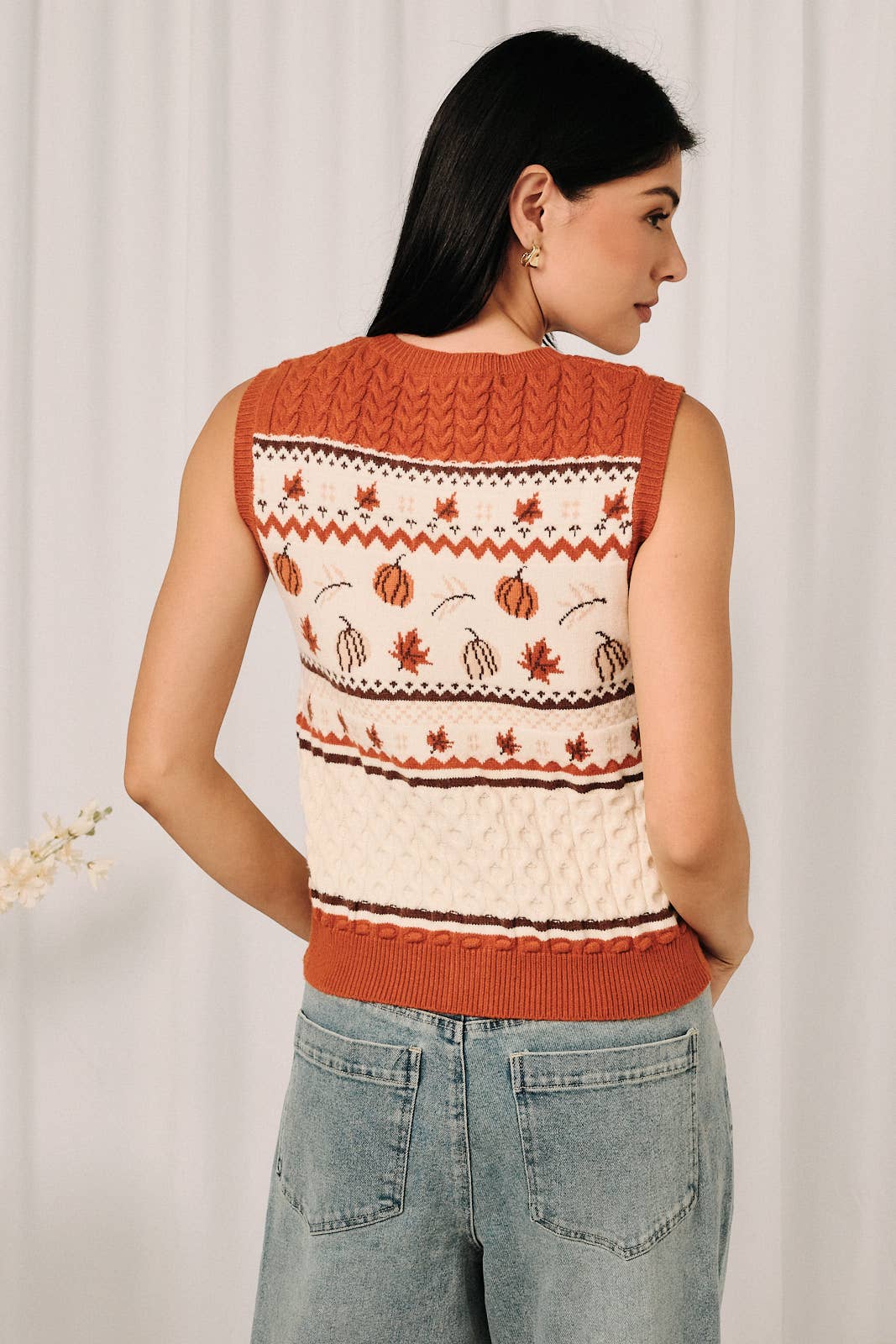 White & Rust Pumpkin Vest