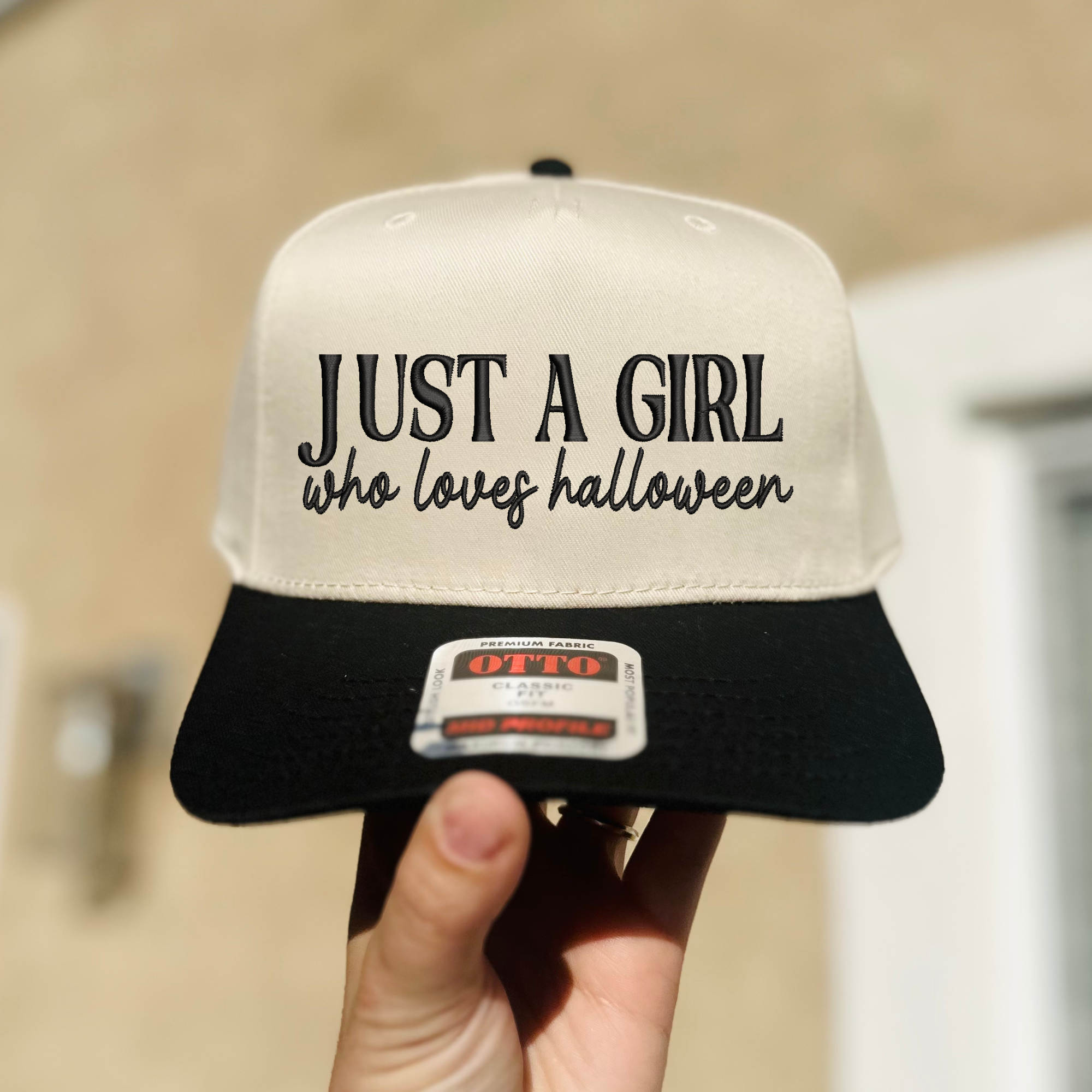 Natural & Black Just a girl Halloween Hat