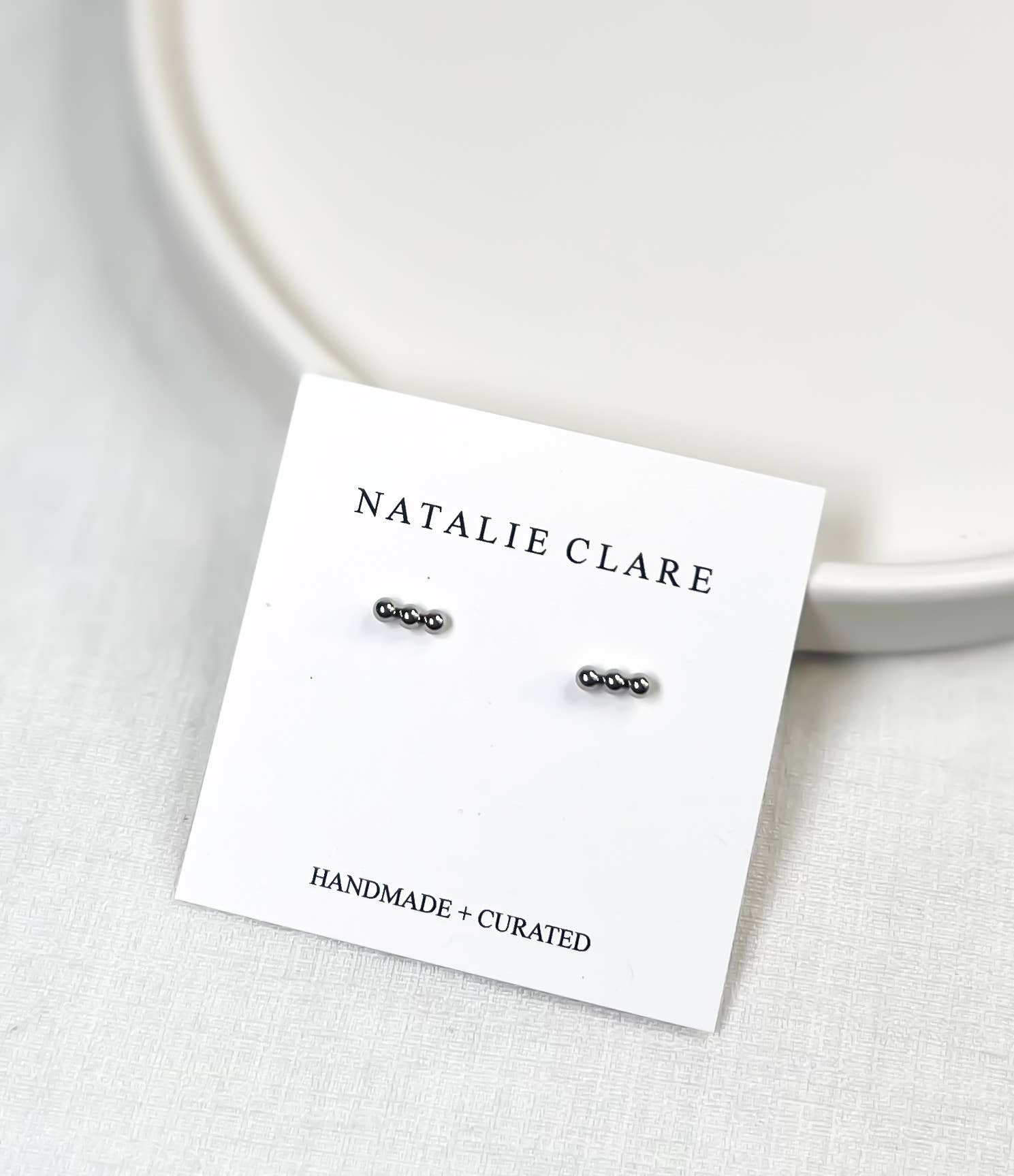 Silver Three Bead Stud