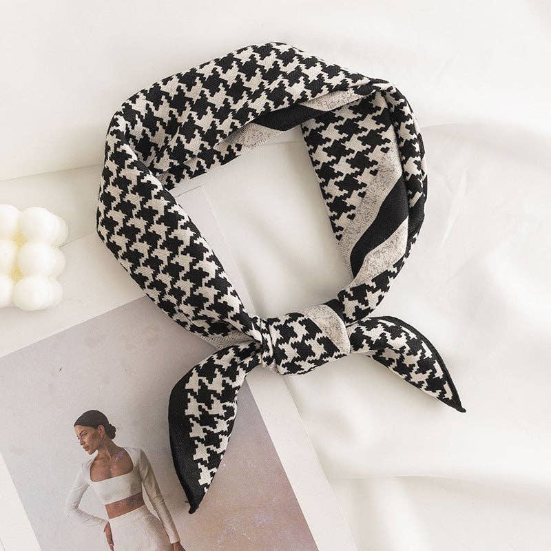 Black Classic Hounds Tooth Square Scarf