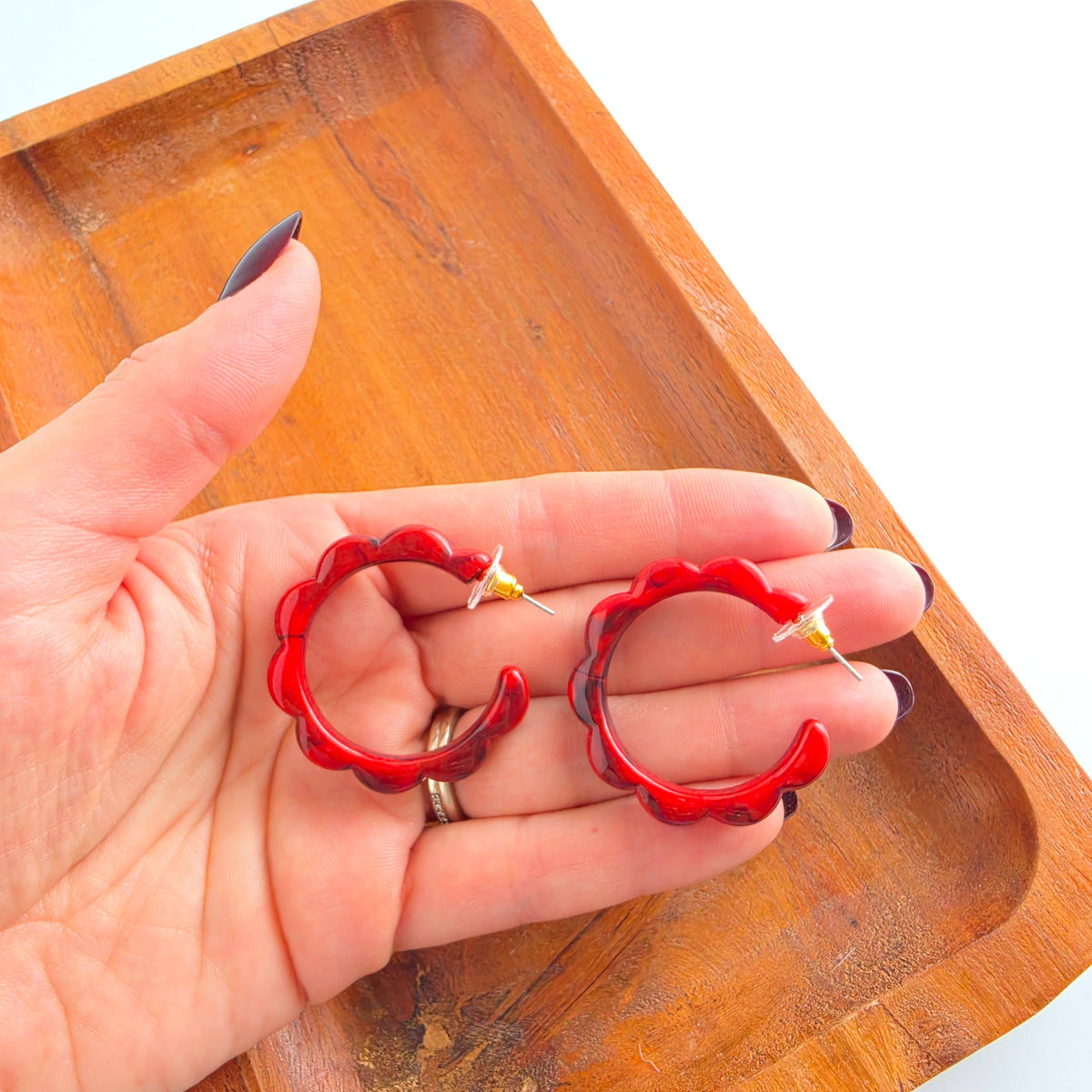 Crimson Red Scarlett Hoops