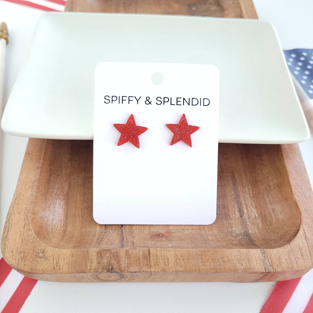 Red Liberty Star Studs