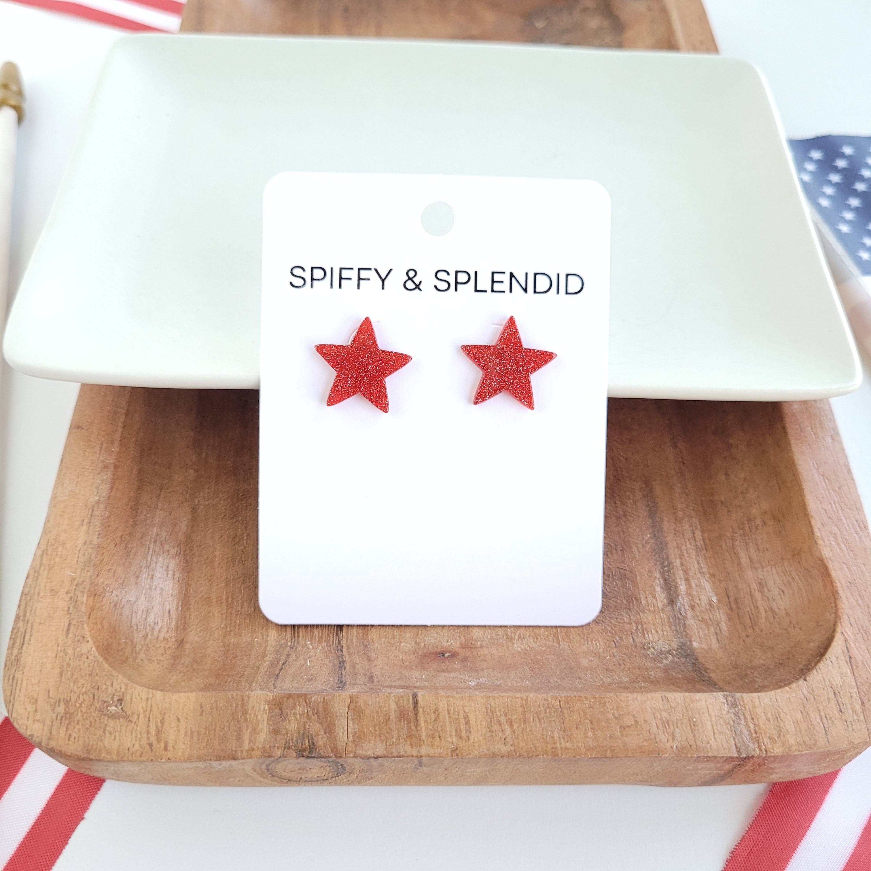 Red Liberty Star Studs