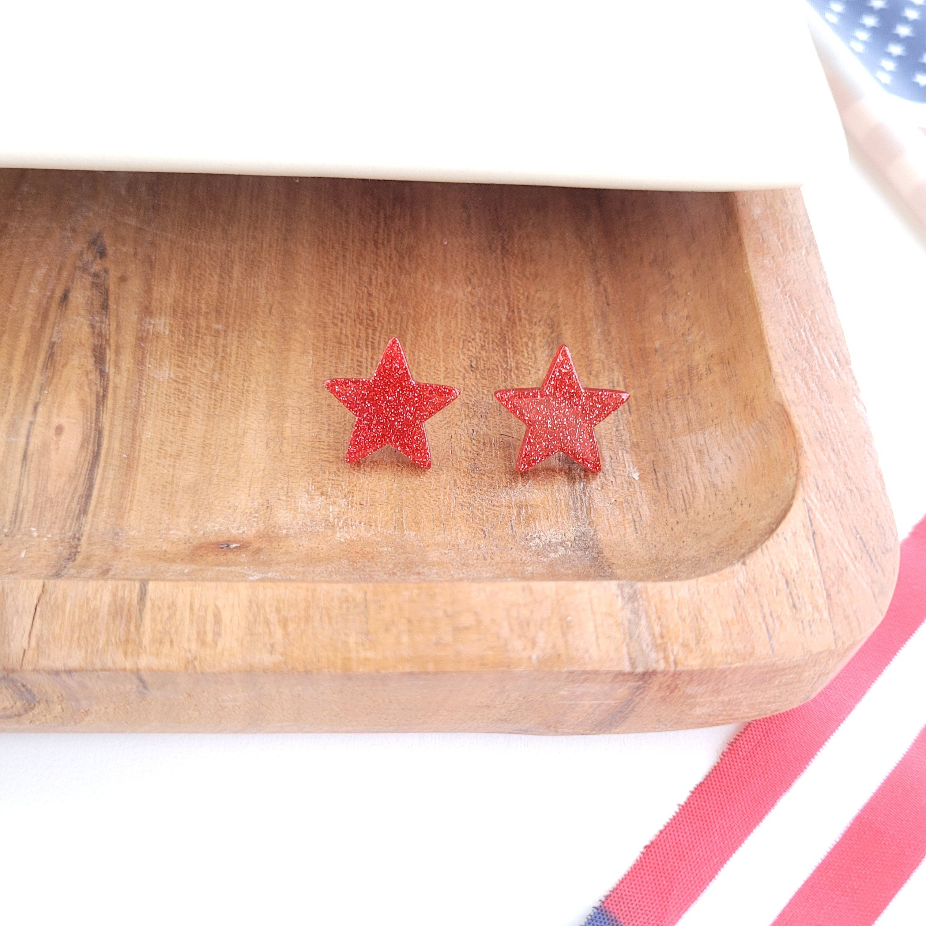 Red Liberty Star Studs