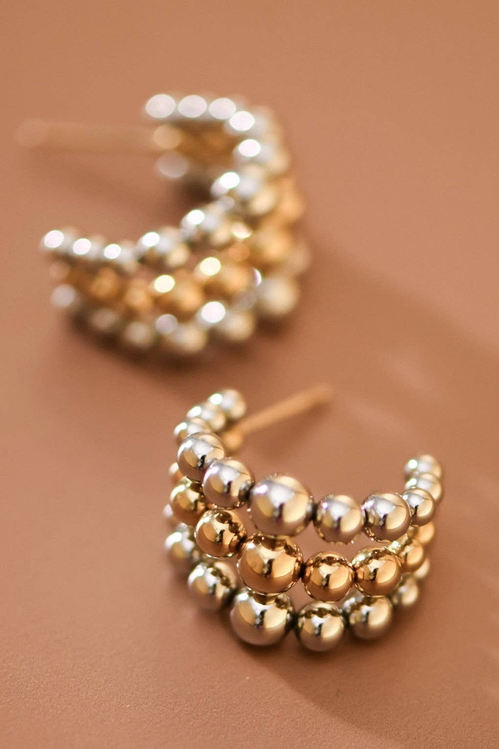Gold Two Tone Stainless Steel Hoop Earrings